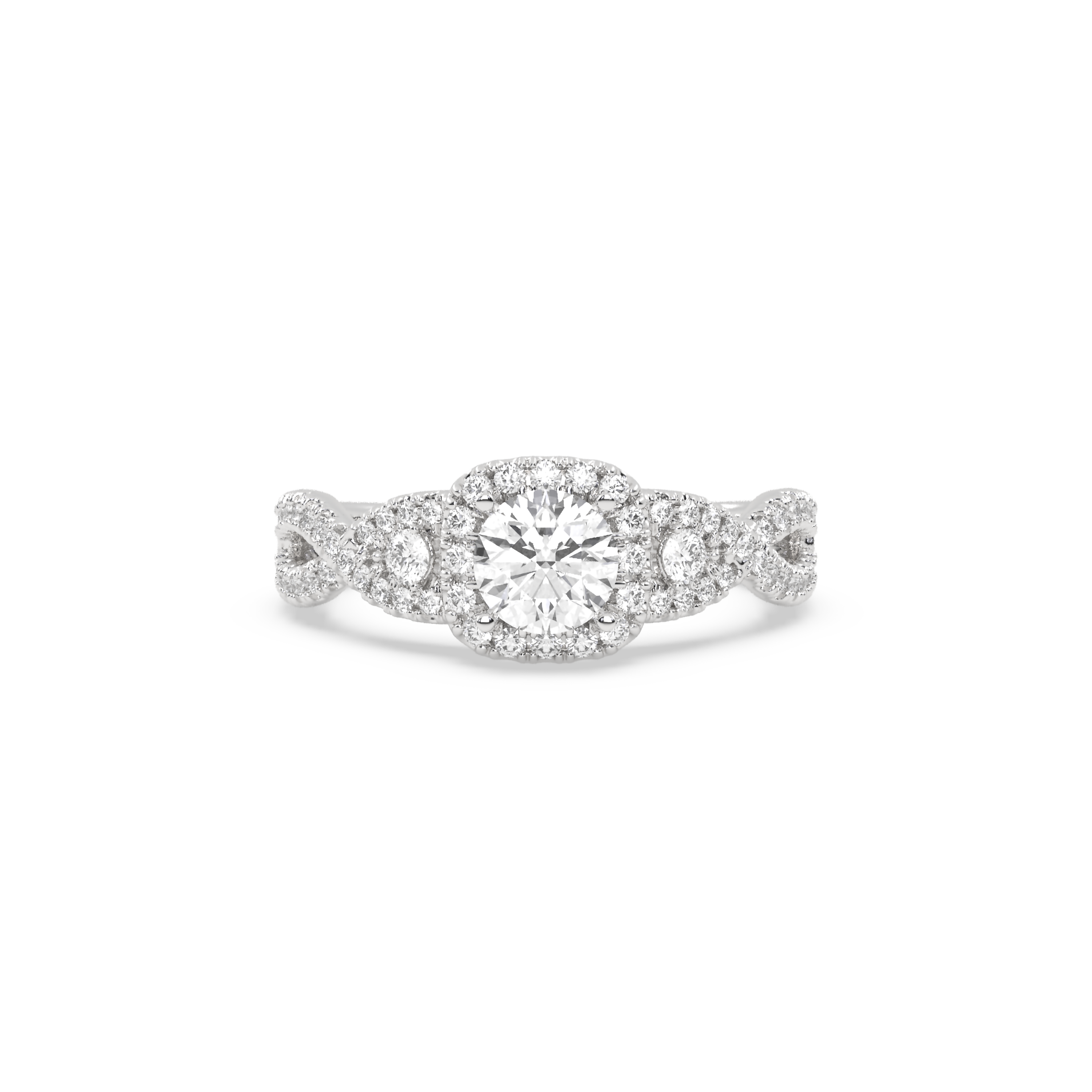 White Gold Studded 1.158 Carat Lab Grown Diamond Ring-F Color VS1 Clarity.